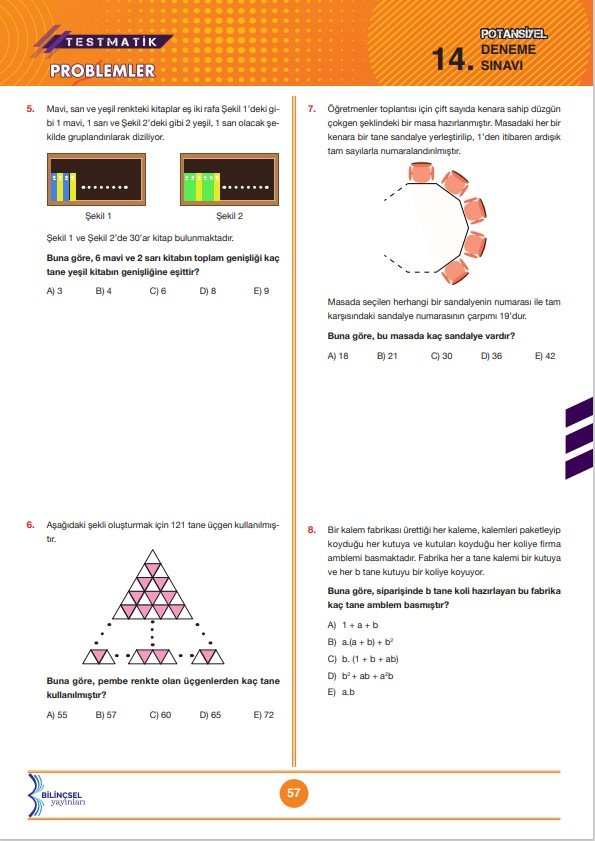 Bilinçsel Yayınları TYT Testmatik Problemler Deneme Sınavları